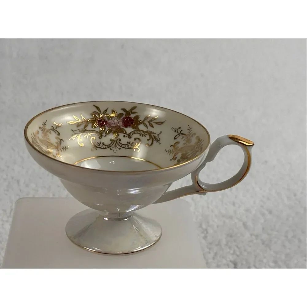 Vintage Del Mar Hand Painted Tea Cup 24k Gold Trim